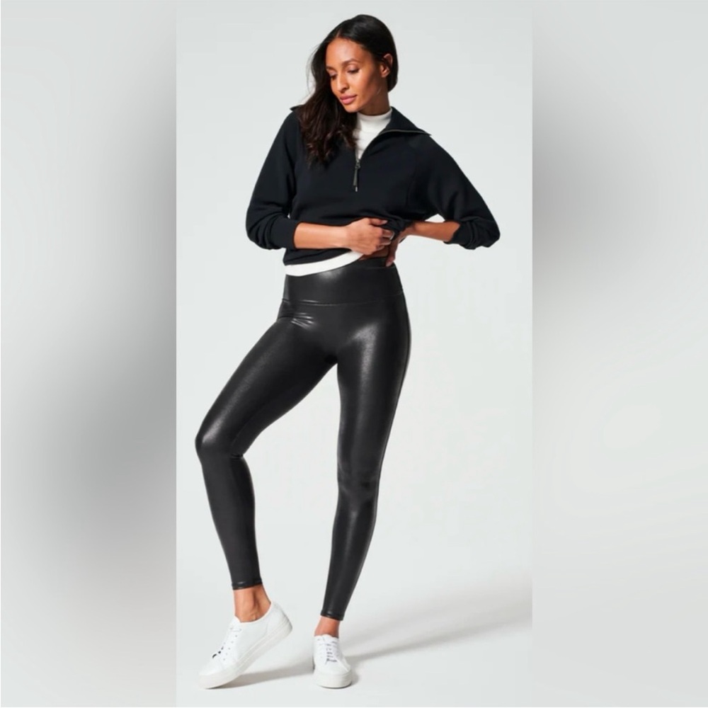 SPANX Black Faux Leather High-Waisted
Leggings Women's Size M NWOT